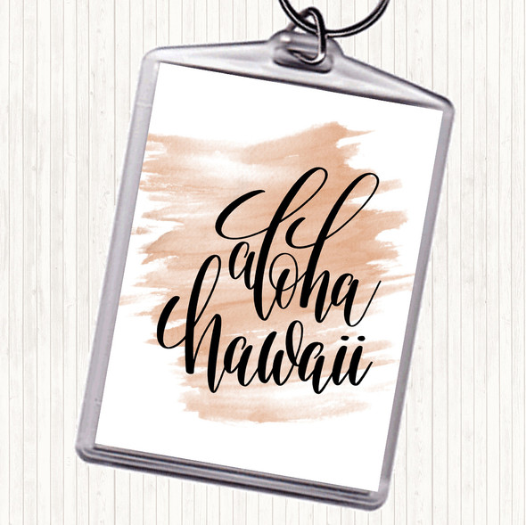 Watercolour Aloha Hawaii Quote Bag Tag Keychain Keyring