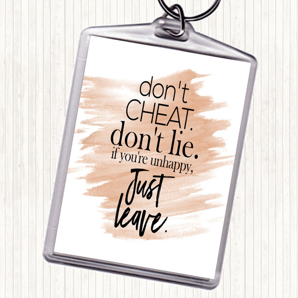 Watercolour Don't Cheat Quote Bag Tag Keychain Keyring