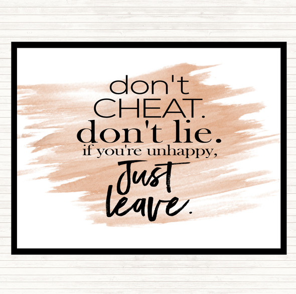 Watercolour Don't Cheat Quote Dinner Table Placemat