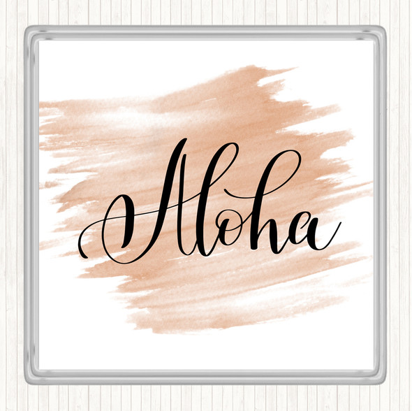 Watercolour Aloha Quote Drinks Mat Coaster