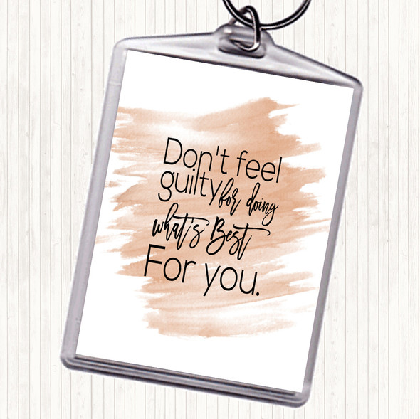 Watercolour Don't Feel Guilty Quote Bag Tag Keychain Keyring