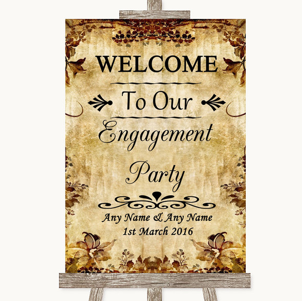 Autumn Vintage Welcome To Our Engagement Party Personalised Wedding Sign