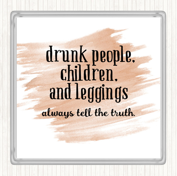 Watercolour Drunk People Children And Leggings Quote Drinks Mat Coaster