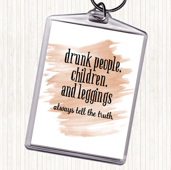 Watercolour Drunk People Children And Leggings Quote Bag Tag Keychain Keyring