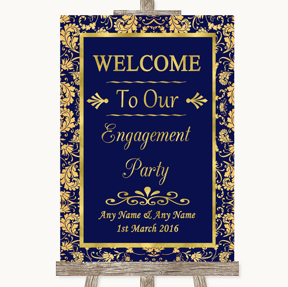 Blue & Gold Welcome To Our Engagement Party Personalised Wedding Sign