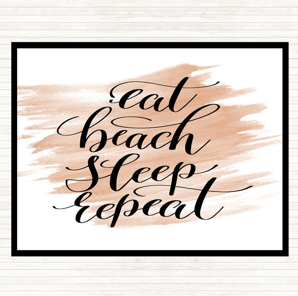 Watercolour Eat Beach Repeat Quote Mouse Mat Pad