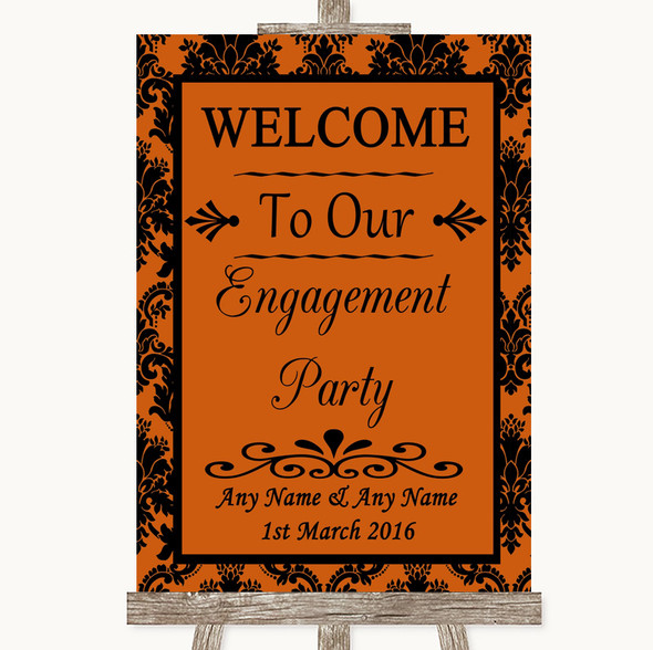 Burnt Orange Damask Welcome To Our Engagement Party Personalised Wedding Sign