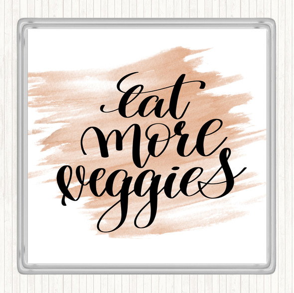 Watercolour Eat More Veggies Quote Drinks Mat Coaster