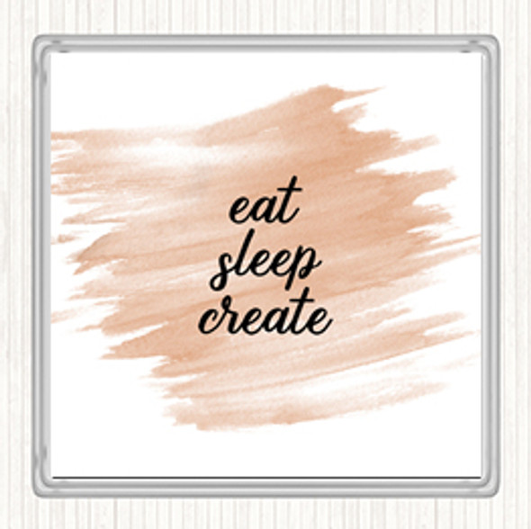 Watercolour Eat Sleep Quote Drinks Mat Coaster
