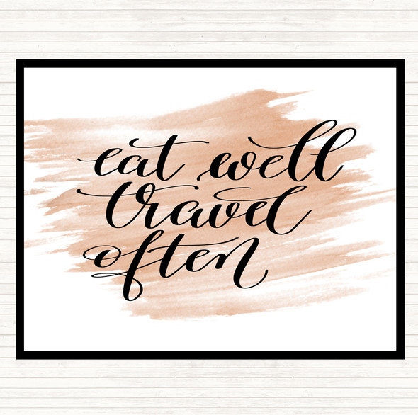 Watercolour Eat Well Travel Often Swirl Quote Dinner Table Placemat