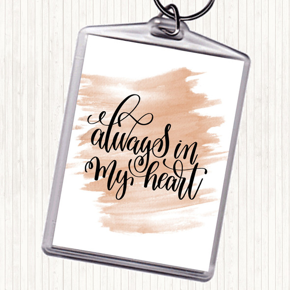 Watercolour Always In My Heart Quote Bag Tag Keychain Keyring