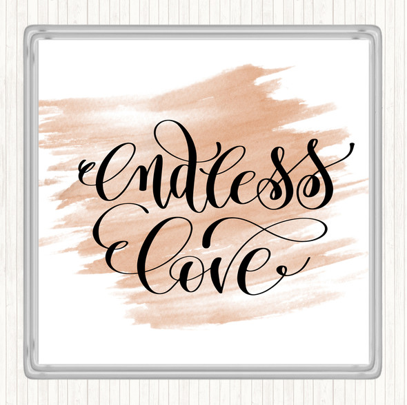 Watercolour Endless Love Quote Drinks Mat Coaster