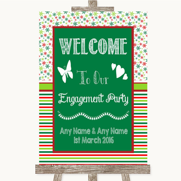 Red & Green Winter Welcome To Our Engagement Party Personalised Wedding Sign