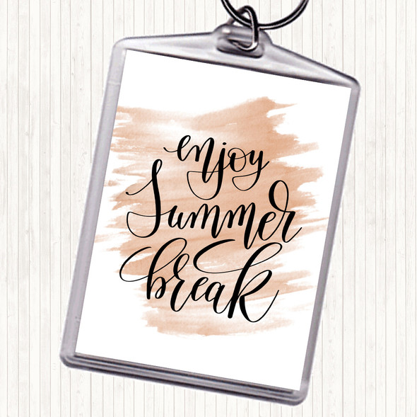 Watercolour Enjoy Summer Break Quote Bag Tag Keychain Keyring