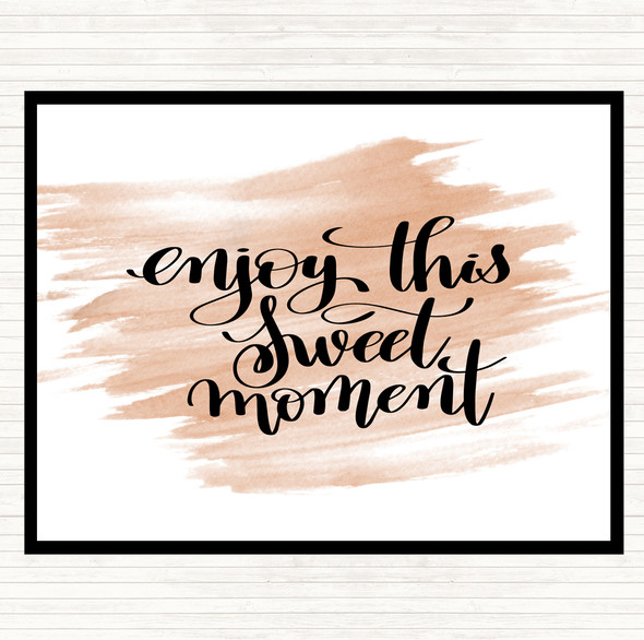 Watercolour Enjoy This Moment Quote Dinner Table Placemat