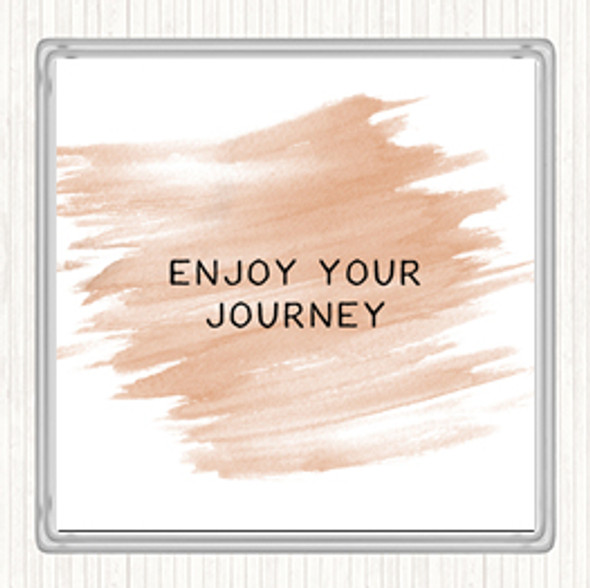 Watercolour Enjoy Your Journey Quote Drinks Mat Coaster