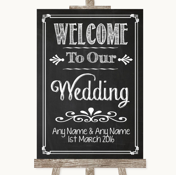 Chalk Sketch Welcome To Our Wedding Personalised Wedding Sign