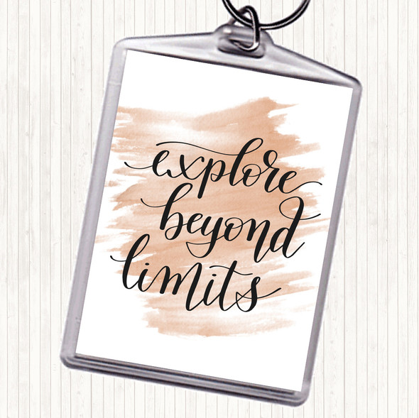 Watercolour Explore Beyond Limits Quote Bag Tag Keychain Keyring