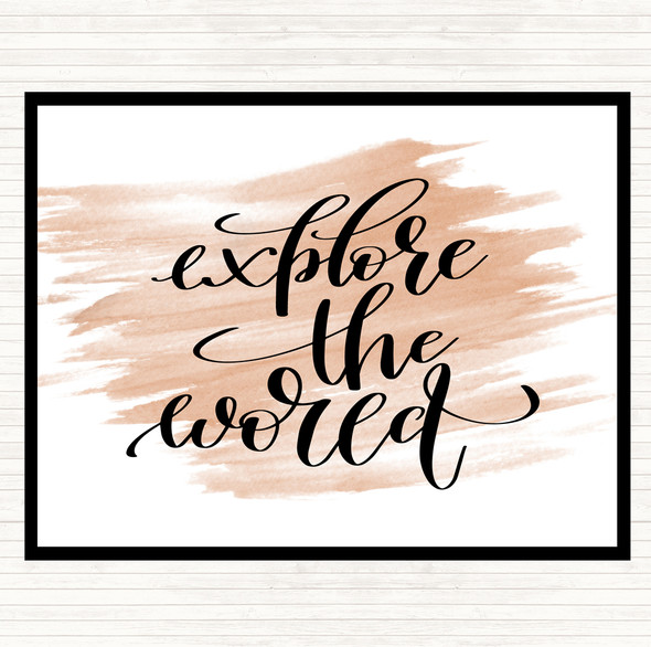 Watercolour Explore The World Quote Mouse Mat Pad