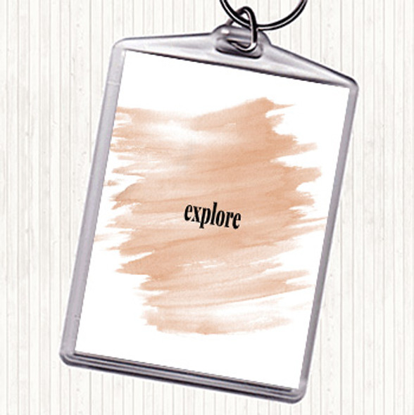 Watercolour Explore Quote Bag Tag Keychain Keyring