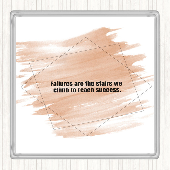 Watercolour Failures Stairs Success Quote Drinks Mat Coaster