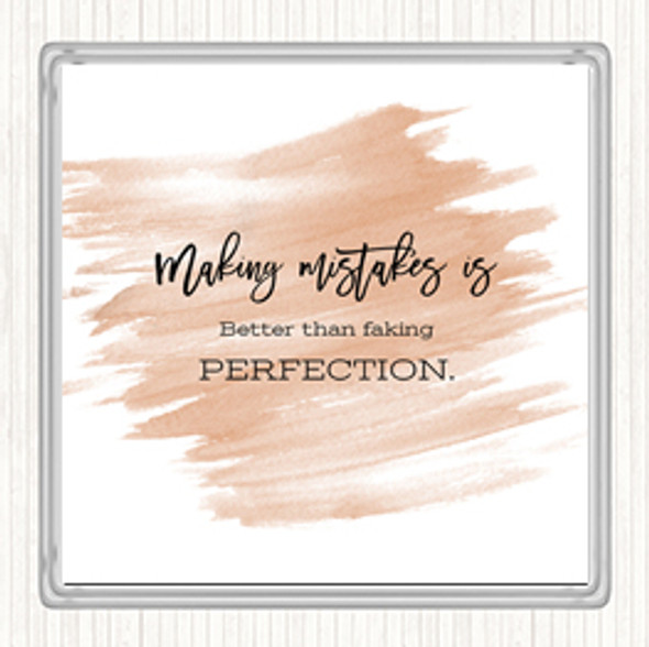 Watercolour Faking Perfection Quote Drinks Mat Coaster