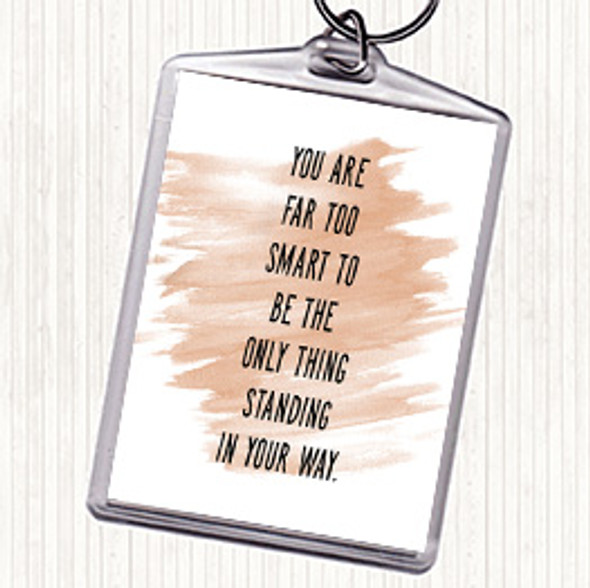Watercolour Far Too Smart Quote Bag Tag Keychain Keyring