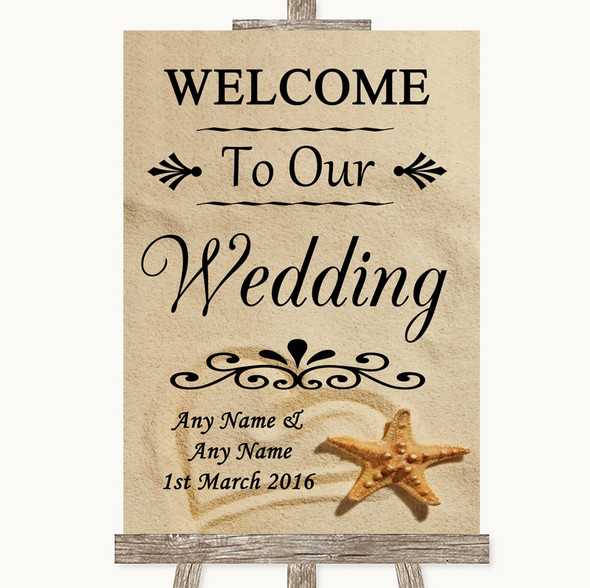 Sandy Beach Welcome To Our Wedding Personalised Wedding Sign