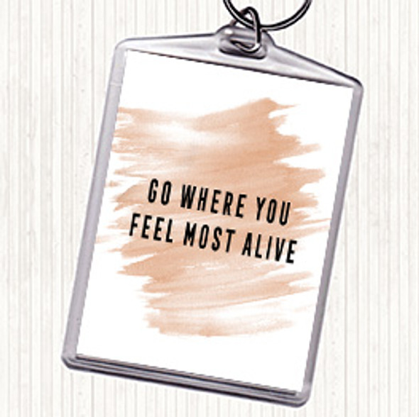 Watercolour Feel Most Alive Quote Bag Tag Keychain Keyring
