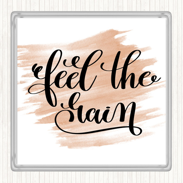 Watercolour Feel The Gain Quote Drinks Mat Coaster