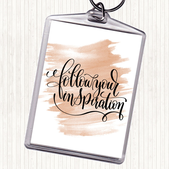 Watercolour Follow Your Inspiration Quote Bag Tag Keychain Keyring