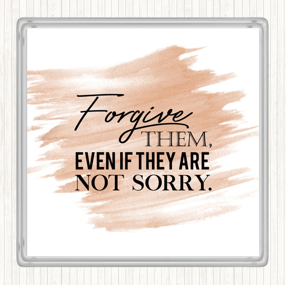 Watercolour Forgive Them Quote Drinks Mat Coaster