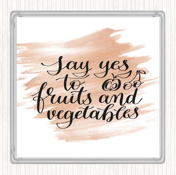 Watercolour Fruits And Vegetables Quote Drinks Mat Coaster