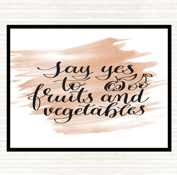 Watercolour Fruits And Vegetables Quote Dinner Table Placemat