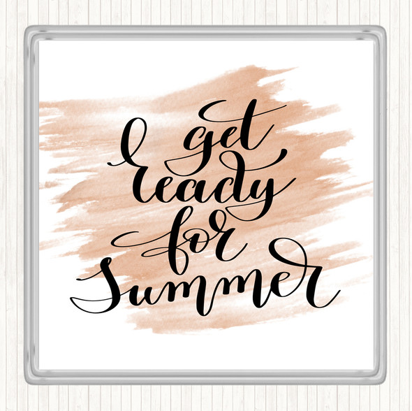 Watercolour Get Ready For Summer Quote Drinks Mat Coaster