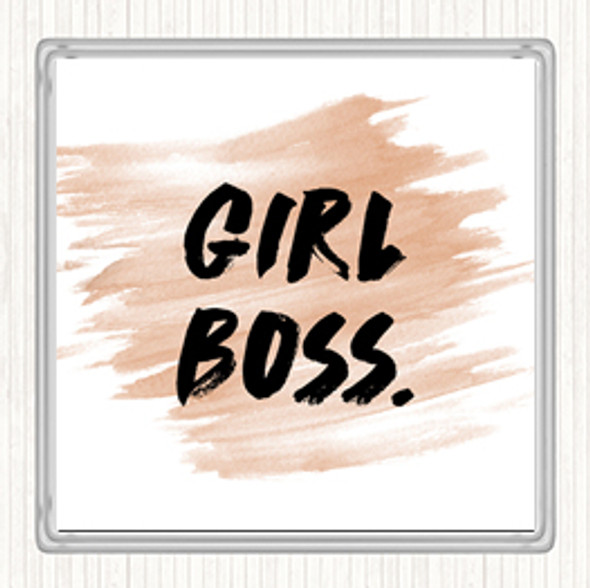 Watercolour Girl Boss Bold Quote Drinks Mat Coaster