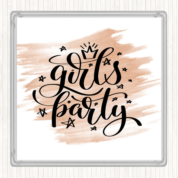 Watercolour Girls Party Quote Drinks Mat Coaster