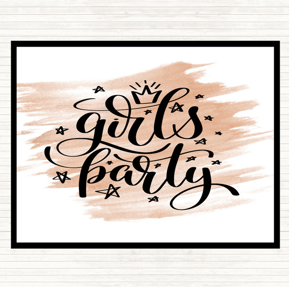 Watercolour Girls Party Quote Dinner Table Placemat