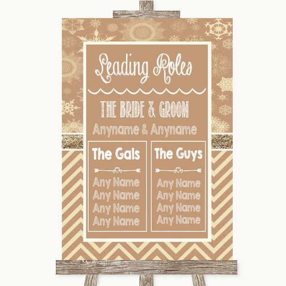 Brown Winter Who's Who Leading Roles Personalised Wedding Sign