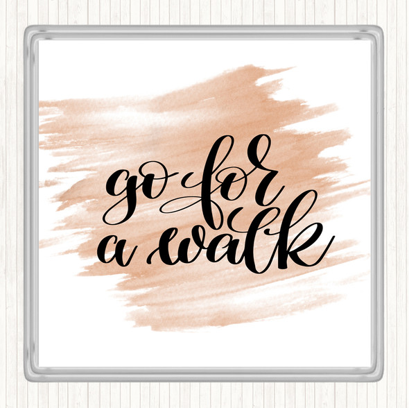 Watercolour Go For A Walk Quote Drinks Mat Coaster
