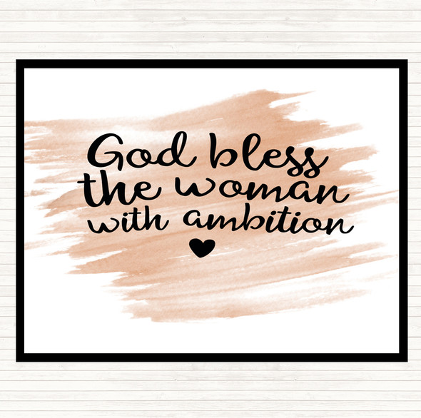 Watercolour God Bless The Woman With Ambition Quote Mouse Mat Pad
