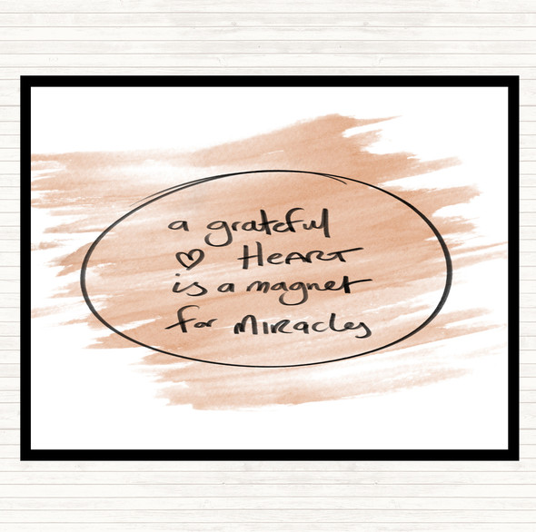 Watercolour Grateful Heart Quote Dinner Table Placemat