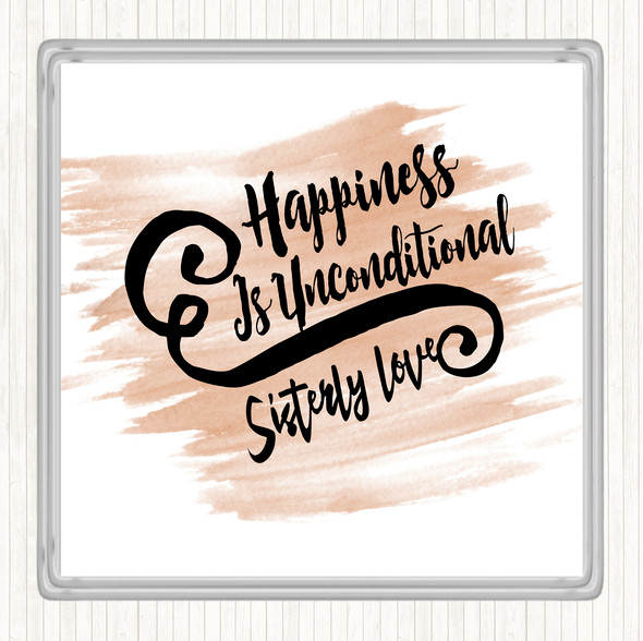 Watercolour Happiness Is Quote Drinks Mat Coaster