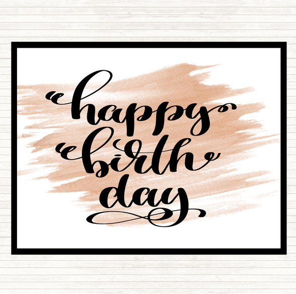 Watercolour Happy Birth Day Quote Mouse Mat Pad