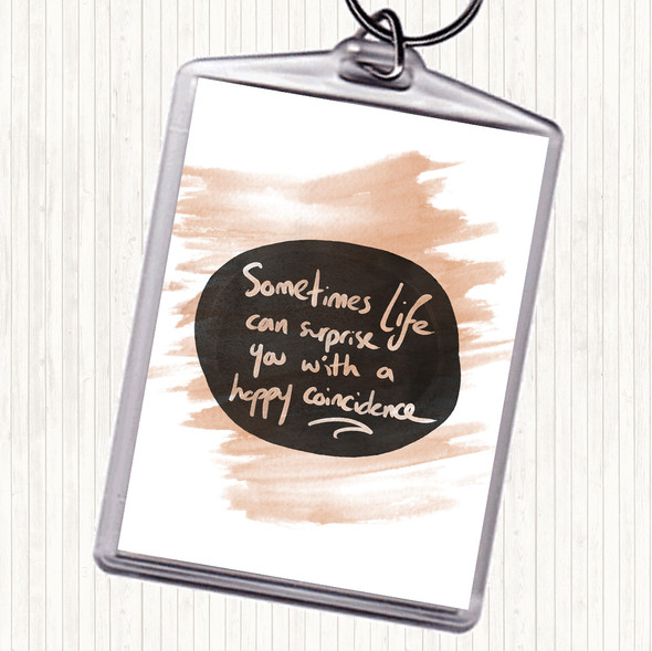 Watercolour Happy Coincidence Quote Bag Tag Keychain Keyring