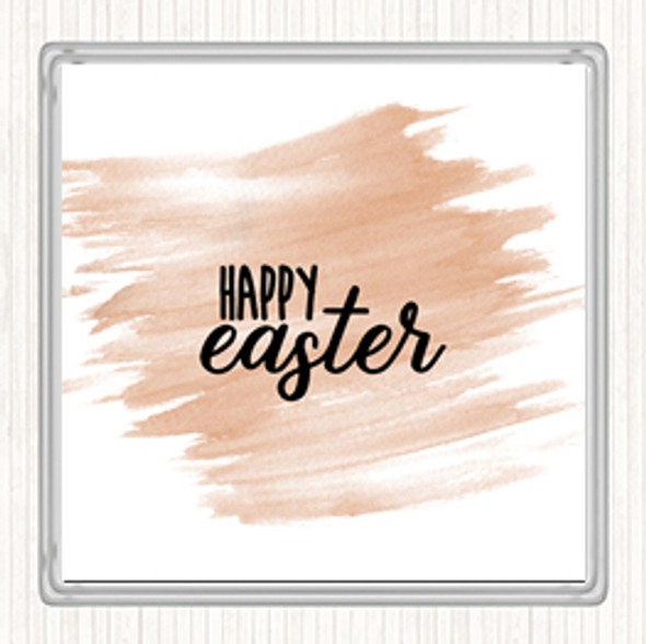 Watercolour Happy Easter Quote Drinks Mat Coaster