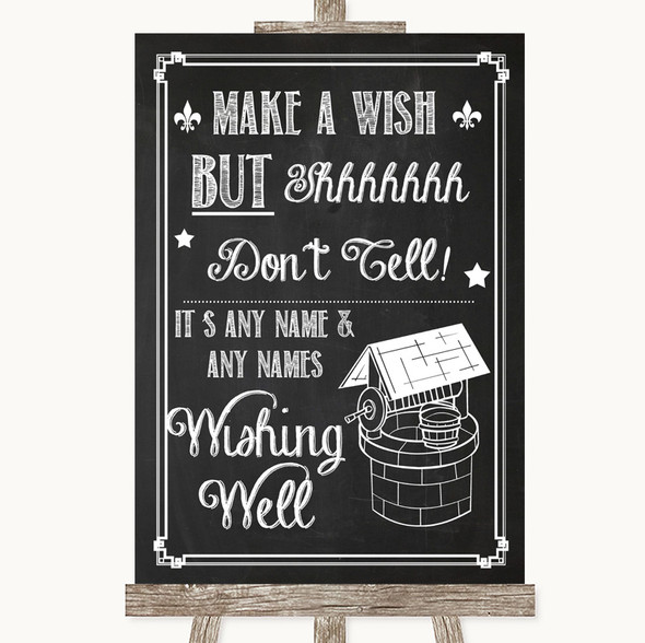 Chalk Sketch Wishing Well Message Personalised Wedding Sign