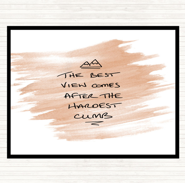 Watercolour Hardest Climb Quote Dinner Table Placemat