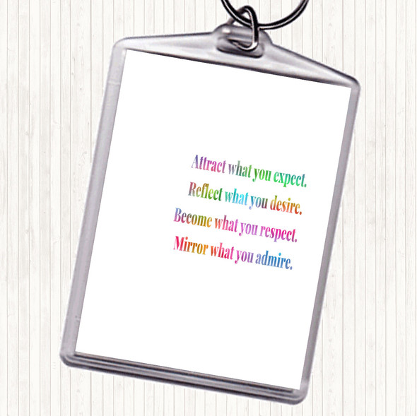 Attract What You Expect Rainbow Quote Bag Tag Keychain Keyring