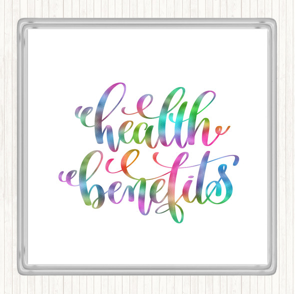 Health Benefits Rainbow Quote Drinks Mat Coaster